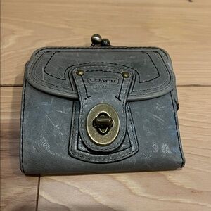 Coach Gray Wallet with Brass Accents